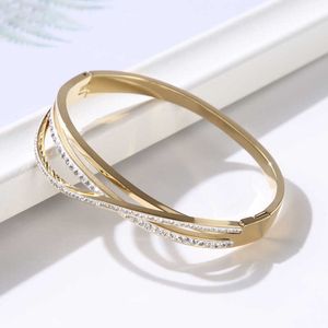 Hollow Cross Cz Crystal Stainless Steel Bracelets Bangles for Women Girls Bangle Jewelry Cuff Bracelet Gift Q0719