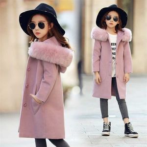 Ragazze invernali giacche lunghe sezioni con cappuccio abbigliamento giacca a vento vestiti primaverili cappotti di lana giacca per bambini autunno outwear parka 211204