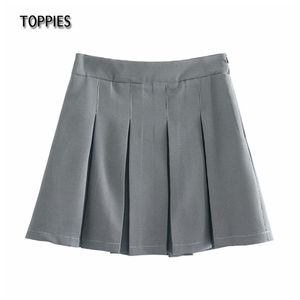 Vintage Plaid Pleated Skirts Women Sexy Mini Formal Houndstooth Office Ladies Clothes 210421