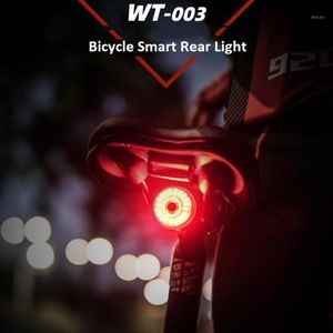 Bike Light Auto Hamulce Wykrywanie Rowerów Tylne Rowerowe Smart Taillight Lampa USB Ładowa LED Akcesoria Bezpieczeństwa Światła