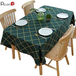 Grid Tablecloth Embroidery s Solid Table Cover Strip Festival Polyester Cotton Natural Poised Drop 210626