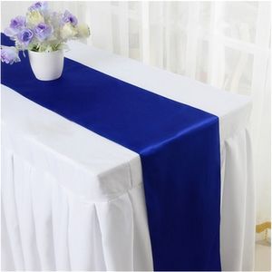 Wedfavor 10pcs glänsande satin bankett bröllop bord löpare för fest el evenemang dekoration 210709