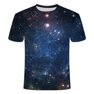 Homens camisetas Tops masculinos Moda Personalidade 3D Impressão Vertigo Manga Curta Mens Casual Starry Sky Universo Graphic Tees