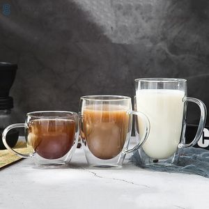 1/4 / 6pcs Dubbelmurglasögon Espresso Kaffe Kopp 80/250/350/450 ml Värmebeständig transparent glasskål med dubbla bottenmuggar