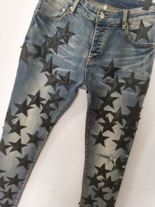 21SS Мужские дизайнерские узкие повседневные деловые джинсы Лоскутные джинсовые капри Классическая модная клубная одежда Спорт и отдых Skinny H224a