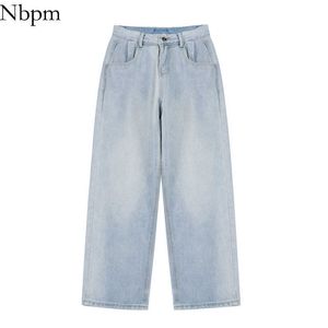 Nbpm Fashion Washed Loose Bottom Jeans Woman High Waist Denim Trousers Streetwear Girls Pants Korean Fashion Mujer 210529