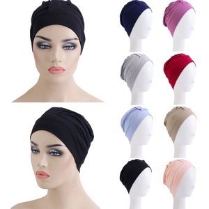 Muslim Kvinnor Modal Bomull Underscarf Bonnet Stretchy Inner Hijab Turban Cap Kvinna Islamisk Head Wrap Cap Headband Turbante Mujer