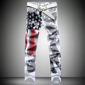 Uomini Streetwear New Personality Stampato Jeans diritti Hip Hop Casual Man Slim Joggers Denim Pantaloni X0621