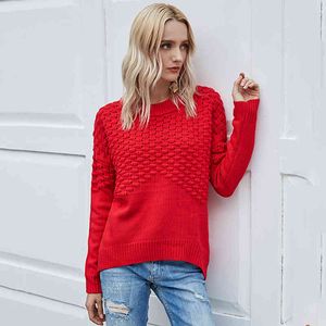 Solid Red Pullovers Camisola Feminino Casual Plus Size Superized Soft Sweater Mulheres Outono Inverno Jumper Christmas Jumper 210415