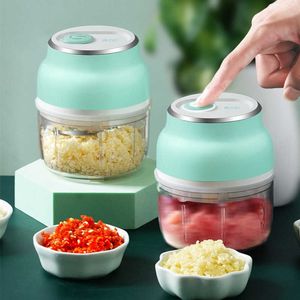 1PCS Knoblauchreibe Elektrische Lebensmittel Knoblauch Gemüse Chopper Mühle Brecher Presse für Nuss Fleisch Obst Zwiebel Multifunktionsprozess 210706