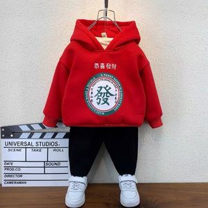 Boys' Autumn and Winter Plush Hoodies Foreign Style Children's Thickened Coat Baby Winter Warm Bottom Coat