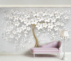 Personalizado 3D papel de parede mural 3d preto e branco flores árvore fundo tv parede tv fundo parede papel de parede