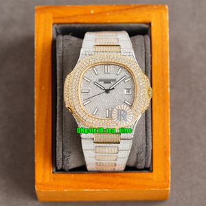 7 Styles High Quality Watches RRF 40mm Nautilus 5711 Full Diamonds Cal.324 Automatic Mens Watch Pavé Diamond Dial 18k Gold Two-tone Bracelet Gents Sports Wristwatches