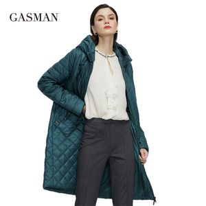 Gasman Kvinnors Spring Jackor Designer Trench Lång Casual Puffer Jacket Standup Krage Hooded Kvinnor Coat Ytterkläder 21865 210923