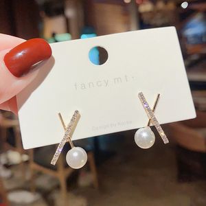 Wholesale price classic design studs titanium steel screw with drill earrings semi-circular opening with drill earrings for women gift 6k9