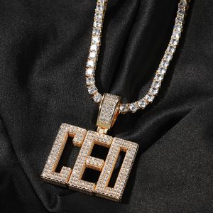 Collana con nome iniziale personalizzato con lettere maiuscole Ciondolo personalizzato con catena Iced Out Gioielli hip-hop con zirconi cubici