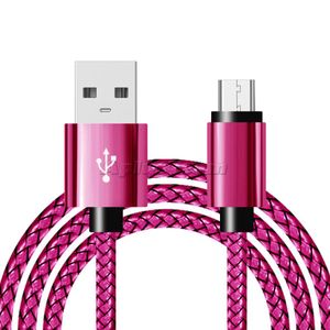 كابلات USB للبيانات لسامسونج هواوي Xiaomi LG Android Type C Fast Metal Nylon مضفر شحن شاحن سلك سلك 1 متر