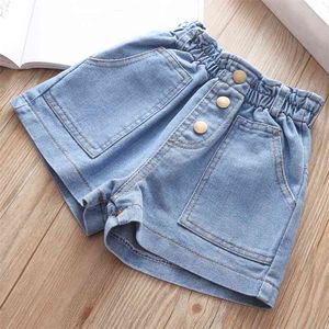 Barn korta tjejer toddler baby kläder sommar denim shorts barnkläder 210528