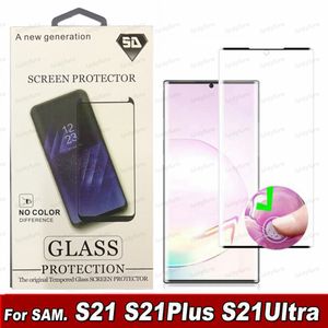 Skärmskydd Fodral Friendly Temperat glas för Samsung Galaxy S21 S20 S9 Not 20 Ultra 10 S8 Plus Mate 30 Pro 3D Curved Version med Retail Box
