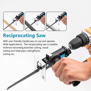 Reciprocating Saw Power Tool Metal CuWood Cutting Electric Drill Attachment With Blades
