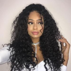 Wholesale mongolian wavy curly hair resale online - natural afro wigs Kinky Curly Lace Front Human Hair Wig For Women pre plucked density HD frontal Brazilian