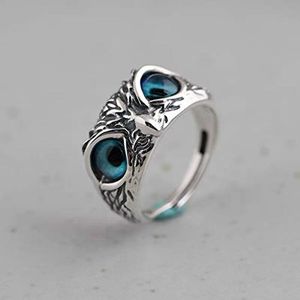 Mode Demon Eye Owl Band Ringar För Kvinnor Tjejälskare Retro Animal Open Justerbar Statement Ring Smycken Present