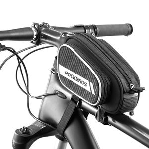 Rockbros Bisiklet Telefon Çantası toptan satış-Rockbros Yerel Teslimat Telefon Çantaları Açık Ön Çerçeve Yansıtıcı Şerit Kılıfı Bisiklet MTB Üst Tüp Büyük Kapasiteli Çanta Bisiklet Aksesuarları