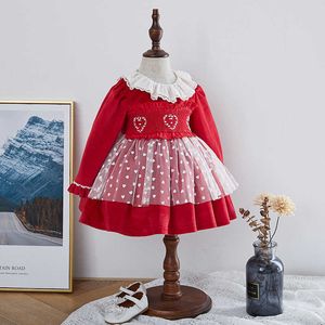 Baby girl spanien boll klänning toddler lolita prinsessa klänningar för tjejer smock klänning barn julår kläder 210615