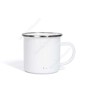 12oz Sublimation Enamel mug heat transfer enamelled tumblers with handle 350ml Blank white sublimated Coffee mugs sea shipping DAW228