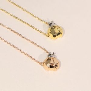 Europe America Fashion Style Lady Women 18K Gold Chain Necklace Engraved T Letter Ladybug Pendant 3 Color