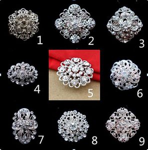Schmuck funkelnde versilberte plattierte Strasskristallblüte Diamante Brosche Bouquet Party Pins