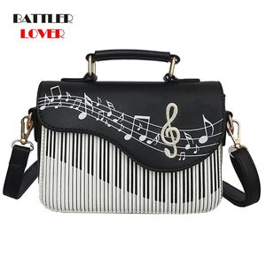 Evening Bags Cute Piano Music Pattern Leather Casual Handbag For Women 2021 Shoulder Crossbody Messenger Flaps Ladies Pouch Totes Bolsas Bag