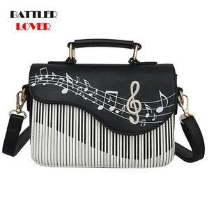 Sacos de noite Piano bonito padrão de música couro casual bolsa para as mulheres 2021 ombro Crossbody Messenger flaps bolsa de senhoras bolsas bolsa bolsas