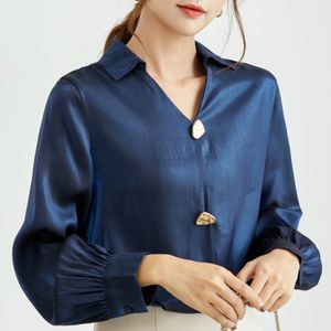 Bayan Tops ve Bluzlar Uzun Kollu Şifon Bluz Kadın Gömlek Bluzlar Kadın V Yaka Ofis Bayanlar Tops Bluz Kadınlar C266 210426