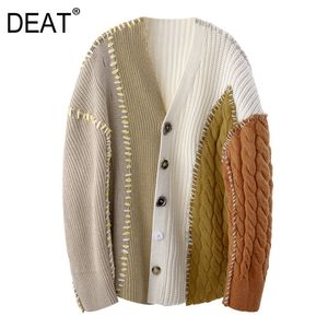 Vår och höst Fashion Casual Långärmad Splicing Stickad Cardigan Slim Kint Sweater Women Top Sh217 210421