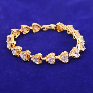 6MM Heart Zircon Bracelet Tennis Chain Men and Women's Rock Hip Hop Jewelry Gold Silver Color