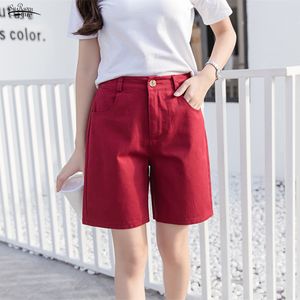 Casual kvinna plus storlek bottnar shorts mode lösa bomull bred ben sommar solid kontor dam 8737 50 210521