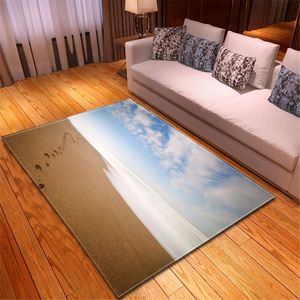 Carpets D Seascape Beach Area Rug Parlor Dining Room Mat Bedside Soft Flannel Kids Play And Carpet For Home Living