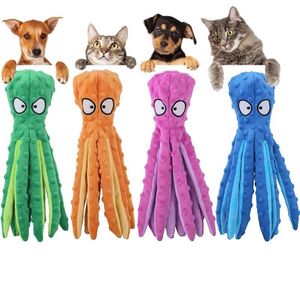 2021 Nya 4 stilar Pet Plush Toy Octopus Skin Skal Hundar Pussel Bite Resistent Squeaky Toy Interactive Dog Chew Toy Octopus Pets Tillbehör