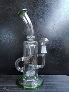 9.5 인치 키가 큰 클라인 Dab 리그 릿 Hoockah Recycler Bong Water Pipe 녹색 및 명확한 남성 조인트 크기 14.4mm sestshop