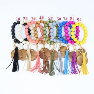 Cross-border Korean Velvet Tassel Disc Sawdust Bracelet Printable Pendant Elastic Cord Keychain Multicolor Selection