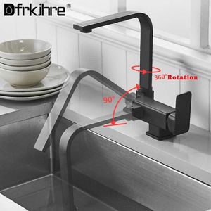 Kitchen Rotating Faucet Folding Down Cold Water Inner window Faucet Black Low Window Kitchen Mixer Faucet Single Handle Tap 210724