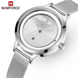 Naviforce Womens Klockor Vacker Unik Design Quartz Armbandsur Damlock Kvinna Fashion Dress Dial Watch Montre Femme 210517