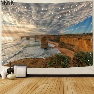 TABESTRYER NKNK Beach Tapestry Träd Väggkonst Landskap Hem Tapestrys Hängande Boho Decor Witchcraft Tryckt