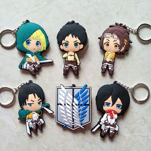 20PCS Anime Figure Attack On Titan Key Chain 3D Double Side PVC KeyRing Wings of Liberty Keychain for Bags Kids Keys Holder Trinket Gift