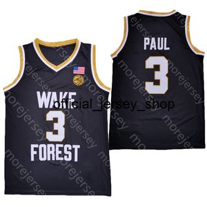 2020 Wake Forest Dämon Decons Basketball Jersey NCAA College 3 Chris Paul Black Alles genäht und Stickgröße S-3XL
