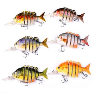 Toppkvalitet 7 färg 10cm 14g Bass Fishing Lure Topwater Fishing Lures Multi Jointed Swimbait LifeLike Hard Bait Trout Abborre 150pcs / Lot