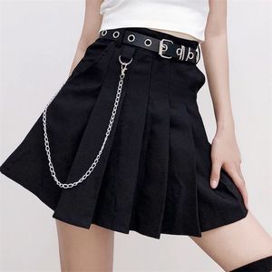 YBYR Sommer Rock Frau y2k Plissee Gürtel Koreanische Hohe Taille A-linie Sexy Nette Mini Tanz Plaid S Harajuku Uniformen 210621