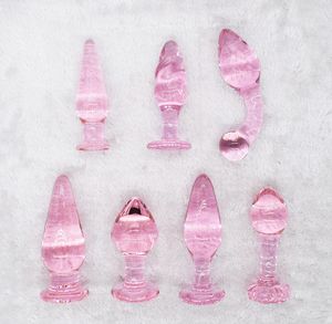 Pink Butt Plug Glass Plug Anal Massage Dilator Prostaty Masaż Sex Zabawki Nosić Sex Zabawki dla kobiet Mężczyźni Masturbacja Anal X0401