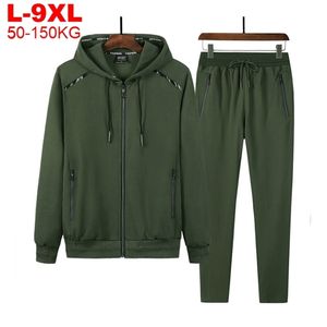 2 stycken kostymer hoodies jogger män vinter sportkläder set hooded jackor byxor hip hop sport tracksuit herrkläder stora storlekar 210806